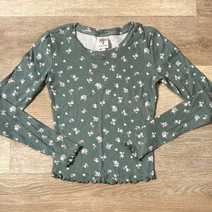 Self Esteem Patterned Ruffle Long Sleeve